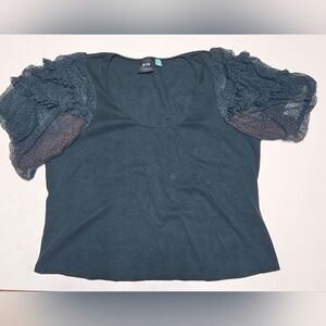 Maeve By Anthropologie 3X Green/Teal shirt with Lace sleeves